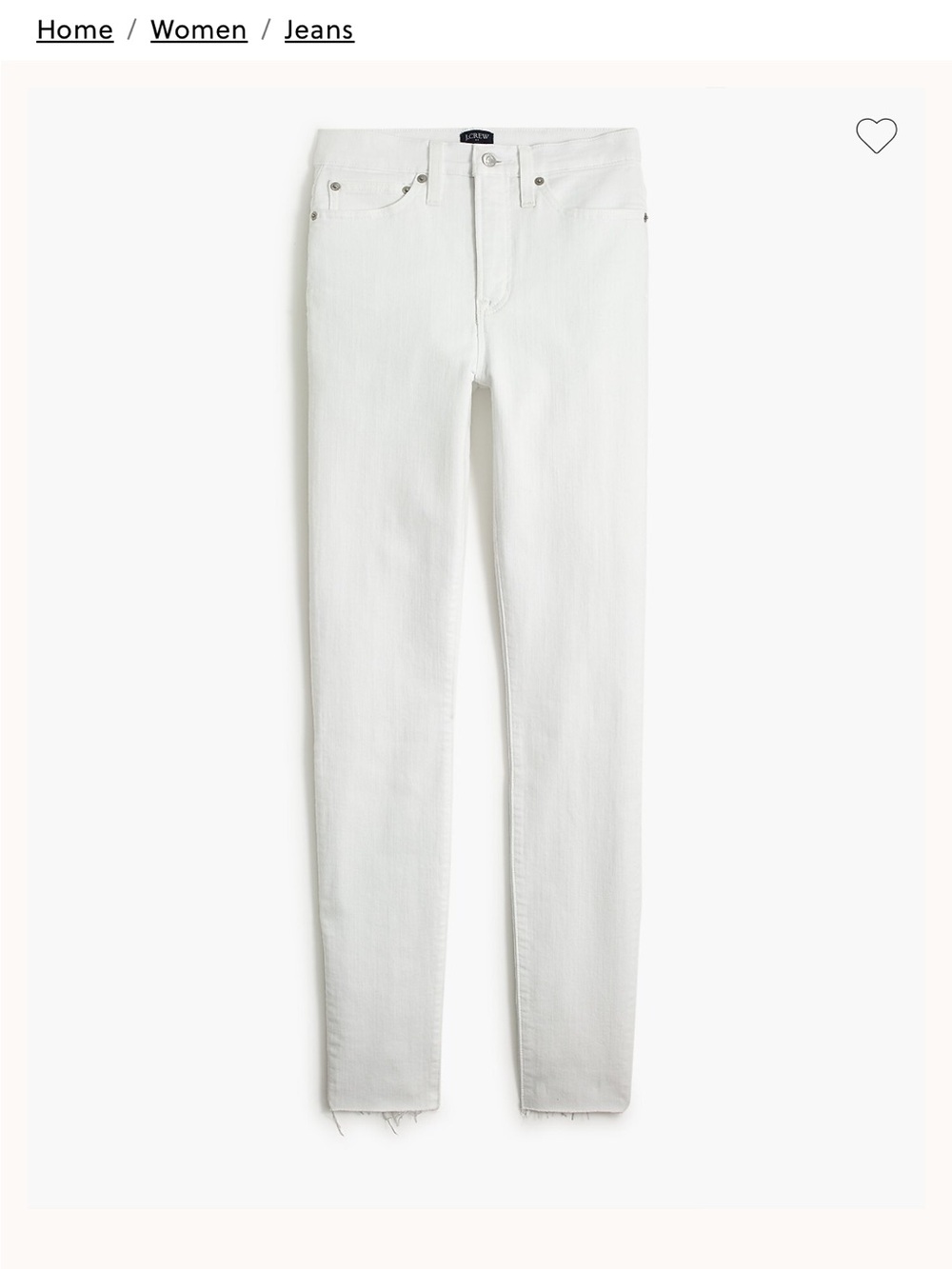 J. Crew 10" high-rise white skinny jean in signature stretch